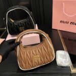 Miumiu Wander Matelassé Bag Marble Cognac And White 20Cm 5Bc125 2Ibs F031W V Oof - Image 2