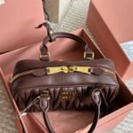 Miu Miu Arcadie Matelassé Nappa Leather Bag Brown 23Cm 5BB142 AN88 F0NBL V OON - Image 6
