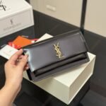 Saint Laurent Sunset Clutch Black Leather 22Cm 8109970SX0W 1000 - Image 2