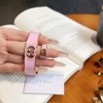 Set Gucci Cuff Bracelet And Ring Interlocking Enamel Light Pink Gold Tone - Image 2