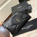 Saint Laurent Cassandre XXL Pouch On Chain In Shiny Leather Black 35Cm - Image 2
