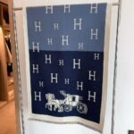 Hermes Equipage Equestrian Horse H Scarf Blue 180Cm - Image 2