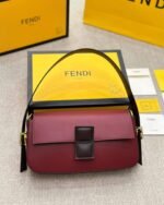Fendi Baguette Burgundy And Black Color Block Leather Bag 26Cm 8Br821Apkof1Nz9 - Image 2