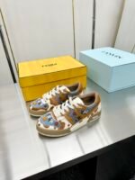 Fendi Match Suede Low Tops Brown And Blue - Image 2