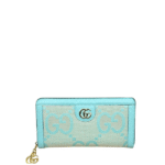 Gucci Monogram Canvas Zip Long Wallet Turquoise 19.5Cm