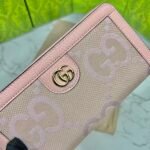 Gucci Monogram Canvas Zip Long Wallet Pink 19.5Cm - Image 4