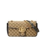 Gucci Gg Marmont Shoulder Bag Beige Black 26Cm 443497 Hvkeg 9772