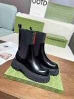 Gucci Women’s Boot With Web Anand Leather Black ‎806398 Aad6T 1052 - Image 3