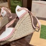 Gucci Gg Canvas Wedge Espadrilles Pink - Image 9