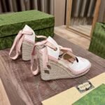 Gucci Gg Canvas Wedge Espadrilles Pink - Image 6