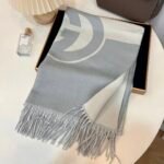 Gucci Wool Cashmere Scarf With Interlocking G Blue 715497 3Gb02 4978 - Image 3