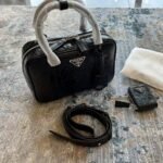 Prada Antiqu Handle Bag Black 25Cm 1Bb092 Uvl F0002 V T2O - Image 2