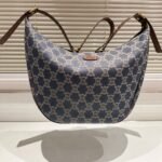 Celine Macadam Denim Shoulder Bag Blue Navy 48Cm - Image 8