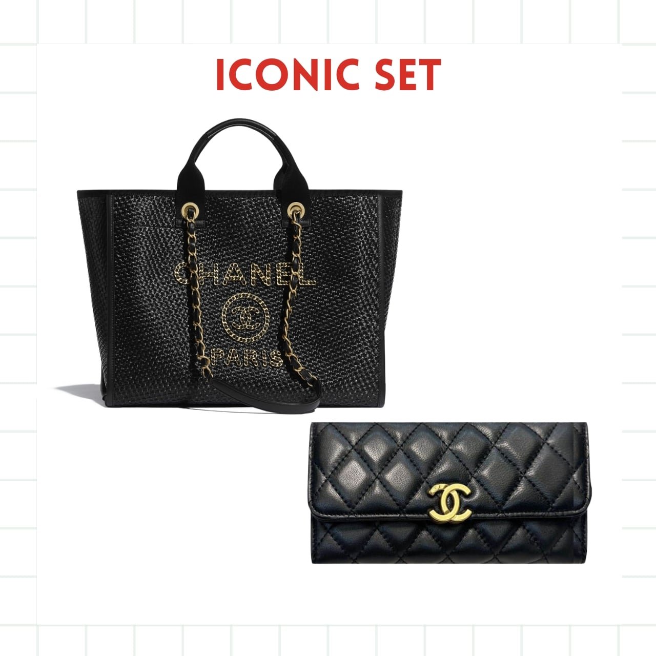 Gift-Set-Thumbnail-34 Iconic Set: Chanel Deauville Large Shopping Bag And Long Flap Wallet - Image 1