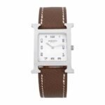 Hermes H Hour Watch Brown Strap 21Mm