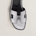 Hermes Slippers Flat Oran Silver And Black H021056Z - Image 3