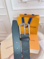 Louis Vuitton Belt Monogram Leather Black Silver Hardware 35Mm - Image 9