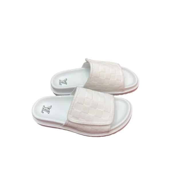 xr:d:DAFhBX0pYcs:5,j:3319992261,t:23042413 Louis Vuitton Damier Flat Slides White - Image 1