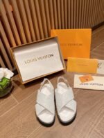 Louis Vuitton Monogram Embossed Paseo Flat Comfort Sandals White - Image 2