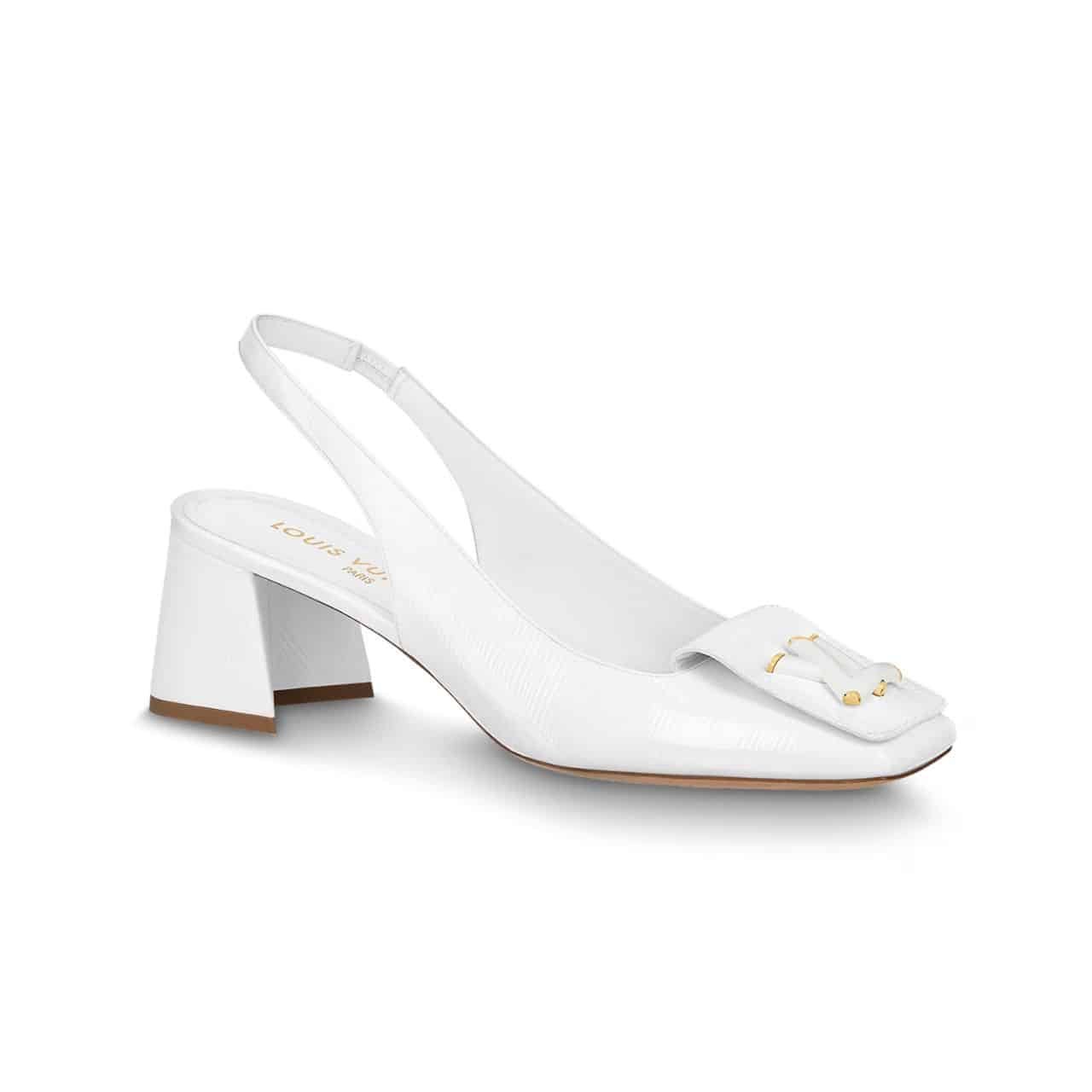 xr:d:DAF4OnkYemU:477,j:1860401763260833850,t:24011103 Louis Vuitton Shake Slingback High Heels White 1Abh59 - Image 1