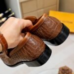 Louis Vuitton Souliers Club Loafers Crocodile Brown - Image 3