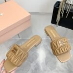 Miumiu Matelassé Nappa Leather Slides Sand Beige 5Xx605 88T F0036 F 010 - Image 4