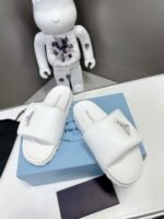 Prada Soft Padded Nappa Leather Slides White 1Xx6482Dl8F0009F020 - Image 2