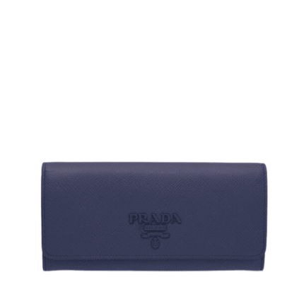 Prada Saffiano Monochrome Flap Long Wallet Full Navy Blue 19Cm 1Mh132 Zlp F061H