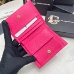 Prada Small Saffiano Lux Leather Flap Continental Triangle Dark Pink Wallet 10Cm - Image 4