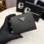 Prada Small Saffiano Leather Wallet Black And Gold 10Cm 1Ml036 Qhh F0002 - Image 5