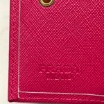 Prada Small Saffiano Lux Leather Flap Continental Triangle Dark Pink Wallet 10Cm - Image 6