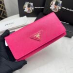 Prada Saffiano Lux Leather Flap Continental Dark Pink Wallet 19Cm - Image 7