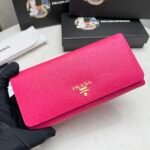 Prada Saffiano Leather Flap Long Wallet Dark Pink And Gold 19Cm 1Mh132 Zlp F061H - Image 8