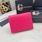 Prada Small Saffiano Lux Leather Flap Continental Triangle Dark Pink Wallet 10Cm - Image 8
