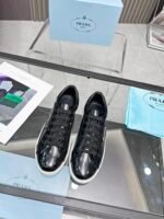 Prada Downtown Brushed Leather Sneaker In Black 1E904M B4L F0967 F 030 - Image 4