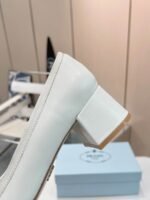 Prada Triangle Logo Bow Pump In White - Image 7
