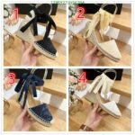 Prada Linen Espadrille Wedge Sandals Black - Image 9