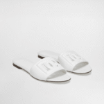 Dolce And Gabbana Calfskin Slides With Dg Logo In White – Size 12 Us – 43 Eu