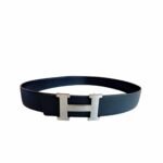 Hermes H Buckle Horse Drawn Carriage Logo Black 38Mm