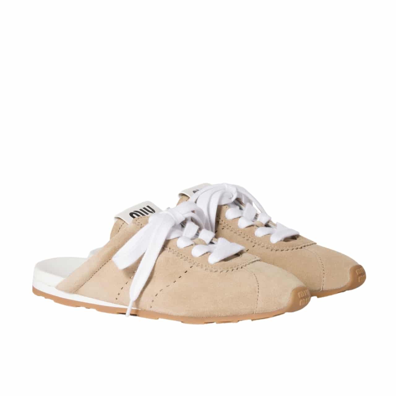 TBB-44 Miumiu Plume Suede Mules Desert Beige 5E467E 054 F0F24 F 005 - Image 1