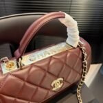 Chanel Flap Bag With Top Handle Burgundy 25Cm - Image 5