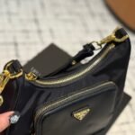 Prada Leather Pocket Re Nylon Shoulder Bag Black 22Cm - Image 6