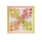 Gucci Floral Print Silk Square Scarf In Pink And Yellow 90Cm