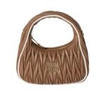 Miumiu Wander Matelassé Bag Marble Cognac And White 20Cm 5Bc125 2Ibs F031W V Oof