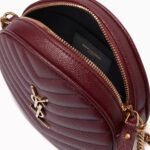 Saint Laurent Vinyle Round Camera Bag In Chevron Quilted Grain De Poudre Embossed Leather Red 18Cm - Image 4