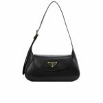 Prada Triangle Logo Shoulder Bag Black 24Cm