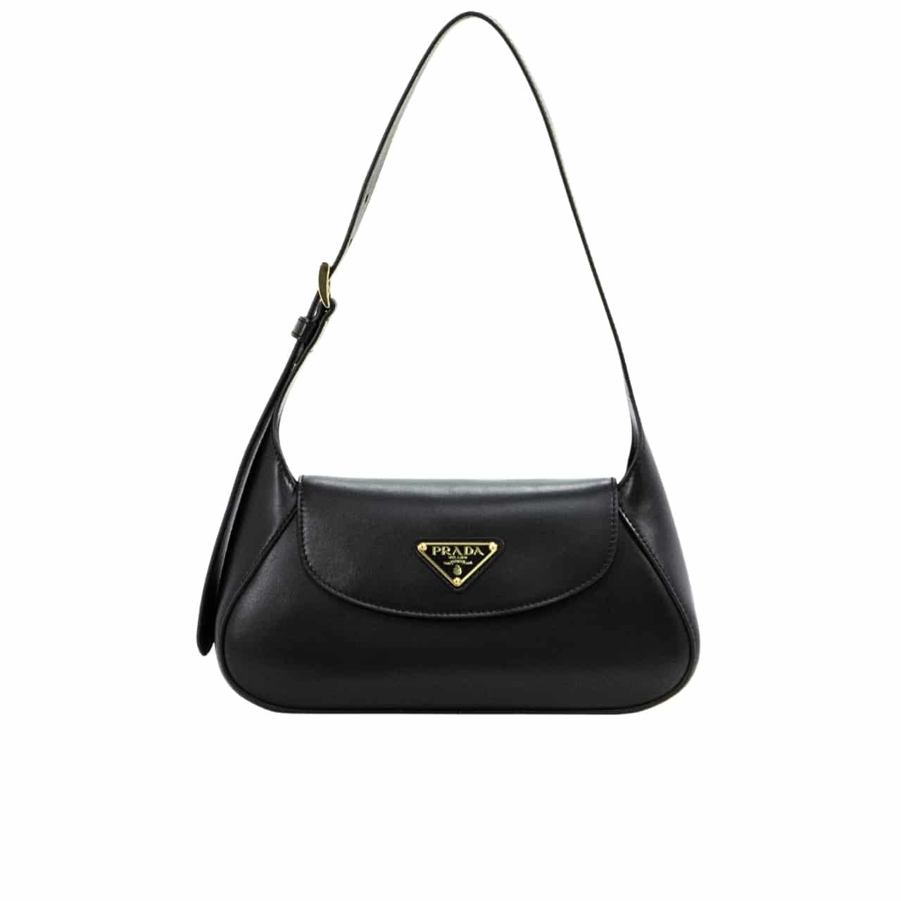 TBNB-42-3 Prada Triangle Logo Shoulder Bag Black 24Cm - Image 1
