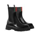Gucci Women’s Boot With Web Anand Leather Black ‎806398 Aad6T 1052