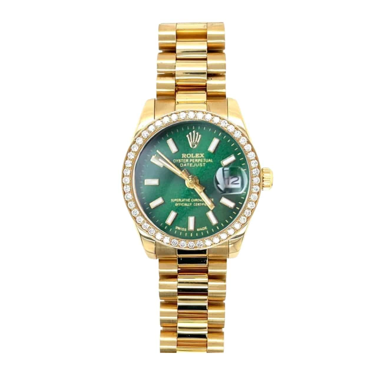 TBNB1-5-2-2 Rolex Lady Datejust Green Dial Yellow Gold 28Mm - Image 1