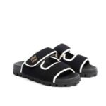 Miumiu Crochet Knit Slides Black